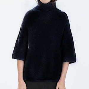 Zara Knit Italian Yarn Navy Mock Neck Sweater